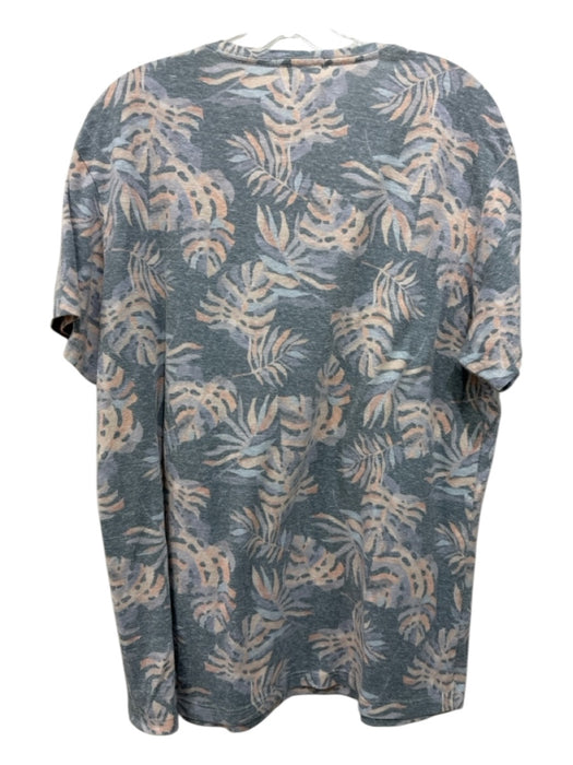 Marine Layer Size L Blue & Orange Polyester Blend Leaf Print Men's Short Sleeve Blue & Orange / L