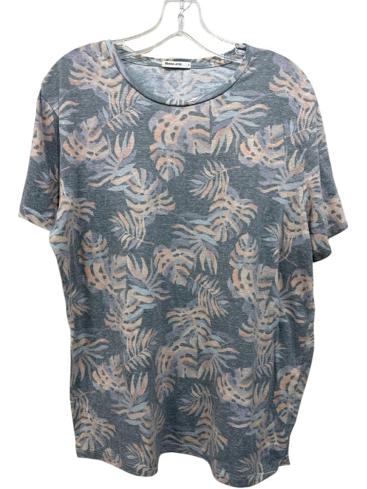 Marine Layer Size L Blue & Orange Polyester Blend Leaf Print Men's Short Sleeve Blue & Orange / L