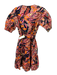 A.L.C. Size 0 Orange & Multi Cotton Abstract Short Puff Sleeve Above Knee Dress Orange & Multi / 0