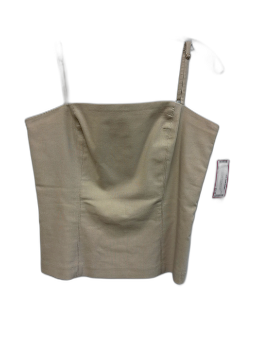 Cache Size 10 Beige Cotton Blend Spaghetti Strap Square Neck Cropped Top Beige / 10