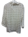 Puro Lino Size Small White Linen Long Sleeve Checkered Button Front Sheer Top White / Small