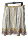 Tory Burch Size 10 White & Multi Cotton High Waist Embroidered Back Zip Skirt White & Multi / 10