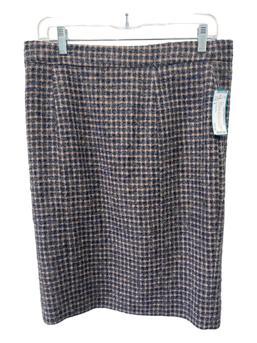 Red Valentino Size 8 Blue & Beige Wool Blend Tweed Back Tie Back Slit Skirt Blue & Beige / 8