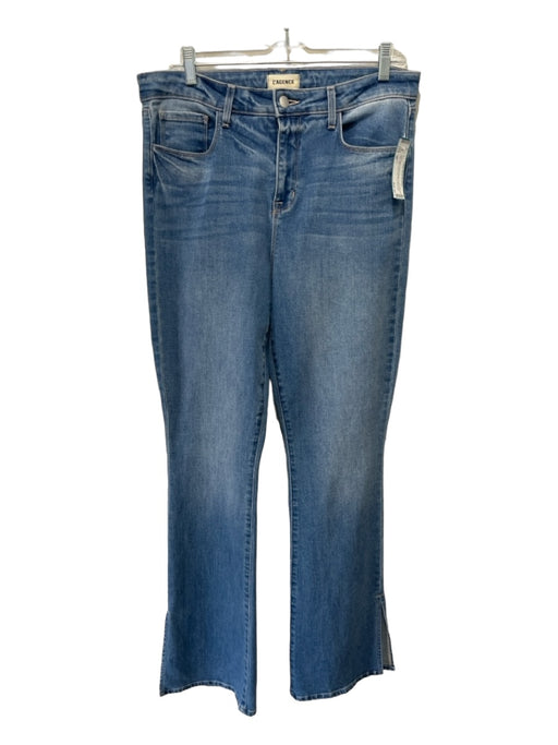 L'agence Size 30 Light Wash Cotton Denim Button & Zip Ankle Slits Flare Jeans Light Wash / 30