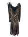 Proenza Schouler Size 10 Brown & Black Viscose Cheetah V Neck Long Sleeve Dress Brown & Black / 10