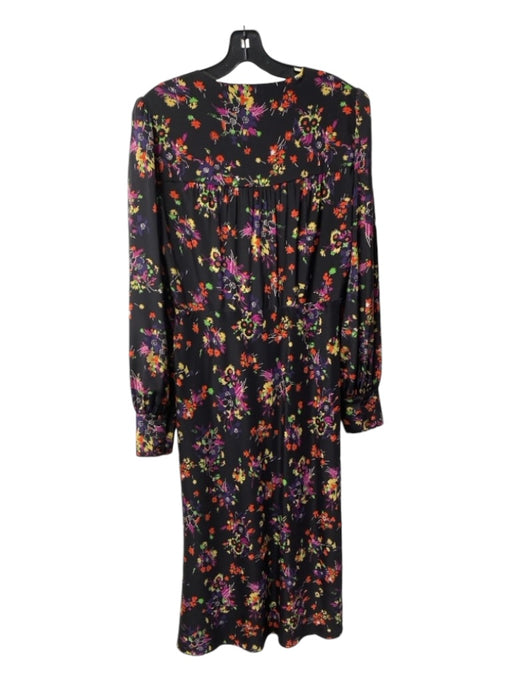 Veronica Beard Size 10 Black & Multi Silk Blend V Neck Long Sleeve Lined Dress Black & Multi / 10