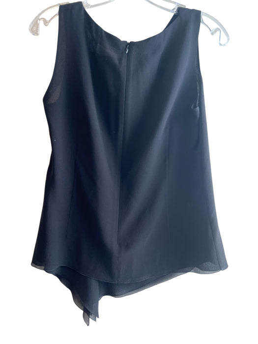 Akris Size 8 Black 100% Silk Wide Round Neck Sleeveless Back Zip Top Black / 8