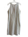 Armani Collezioni Size 14 White Cotton Blend Jacquard Sleeveless V Neck Dress White / 14