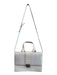 Emporio Armani White Leather Basket Weave Silver Hardware Top Handle Bag White / Medium