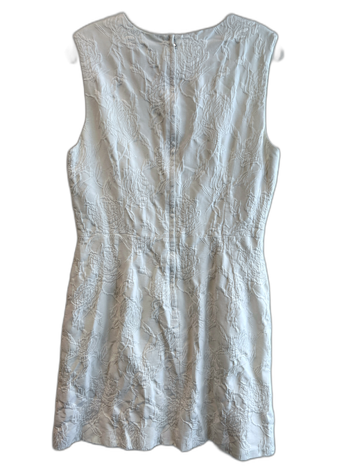 Dolce & Gabbana Size 50 White Cotton & Silk Sleeveless Back Zip Textured Dress White / 50