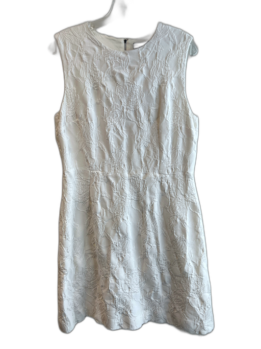 Dolce & Gabbana Size 50 White Cotton & Silk Sleeveless Back Zip Textured Dress White / 50