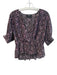The Kooples Size Est S Pink & Black Viscose Short Sleeve Dotted V Neck Top Pink & Black / Est S