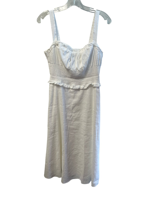 Ungaro Size Est S White Linen Blend Sleeveless solid color Side Zip Dress White / Est S