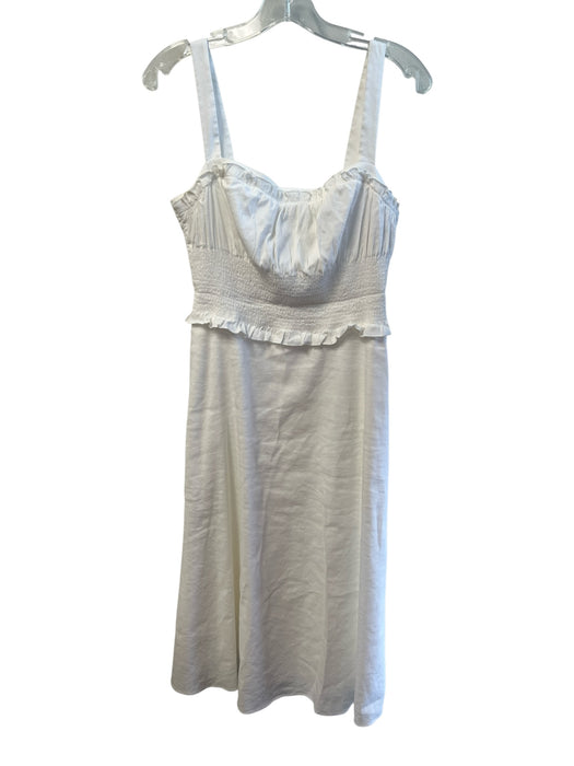 Ungaro Size Est S White Linen Blend Sleeveless solid color Side Zip Dress White / Est S