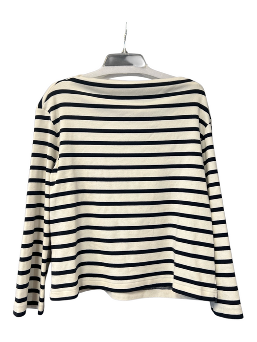 COS Size M White & Black Cotton Wide Neck Long Schrunched Sleeve Knit Top White & Black / M