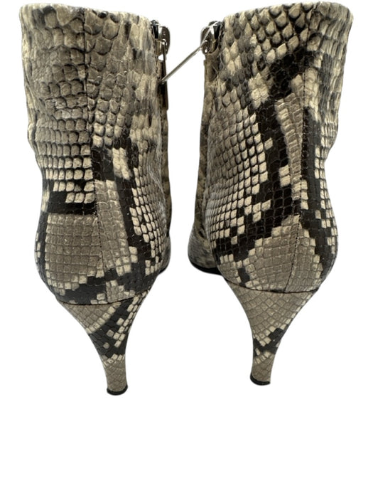 Ann Mashburn Shoe Size 39 Black & Gray Leather Snake Embossed Side Zip Booties Black & Gray / 39