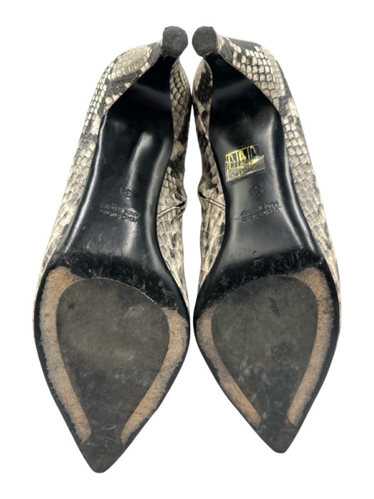 Ann Mashburn Shoe Size 39 Black & Gray Leather Snake Embossed Side Zip Booties Black & Gray / 39