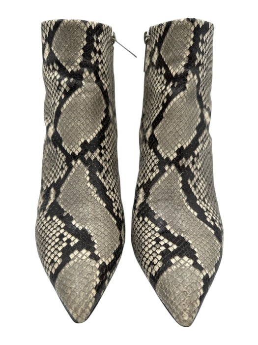 Ann Mashburn Shoe Size 39 Black & Gray Leather Snake Embossed Side Zip Booties Black & Gray / 39