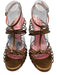 Paule Ka Shoe Size 41 Gold & Pink Leather open toe Stiletto Ankle Strap Sandals Gold & Pink / 41