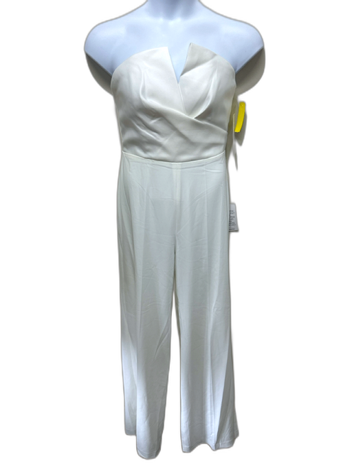 Jay Godfrey Size 10 White Polyester Boning Architectural Strapless Jumpsuit White / 10
