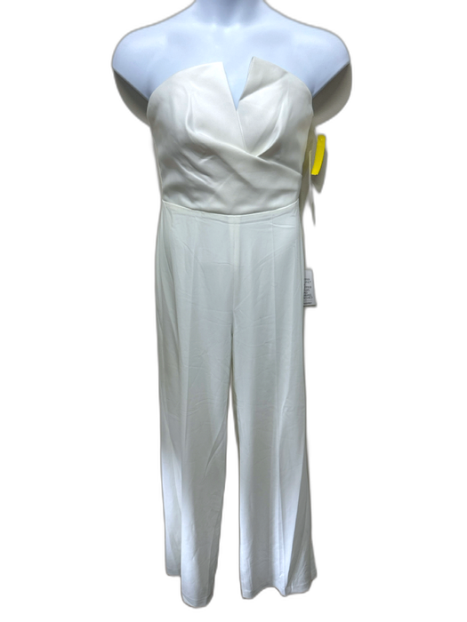 Jay Godfrey Size 10 White Polyester Boning Architectural Strapless Jumpsuit White / 10