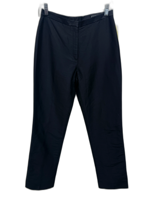 Richard Tyler Size S Black Silk High Rise Zip & Button Straight Leg Pants Black / S
