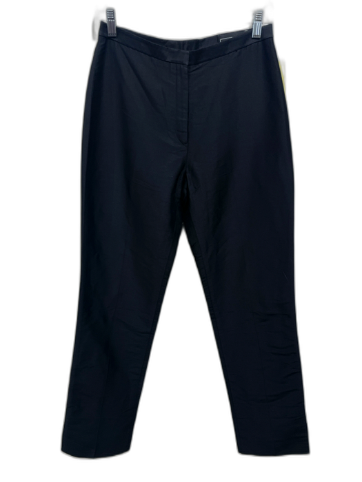 Richard Tyler Size S Black Silk High Rise Zip & Button Straight Leg Pants Black / S