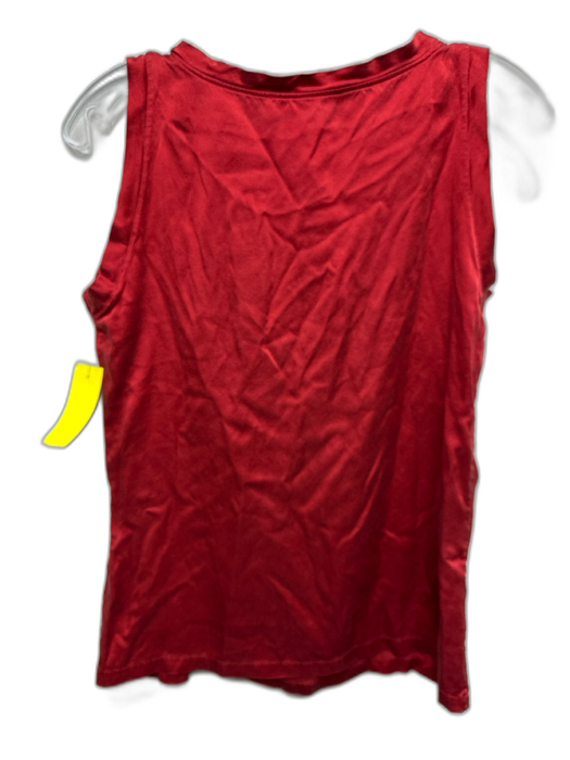 Yves Saint Laurent Rive Gauche Size M Red Silk Bedazzled Logo Sleeveless Top Red / M