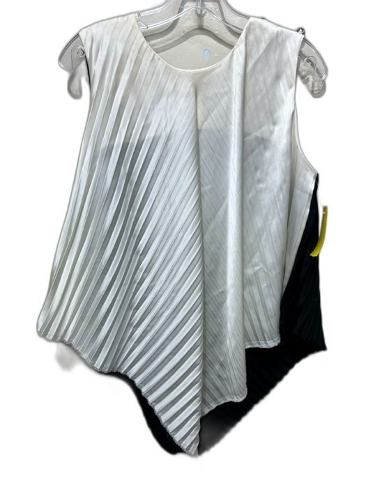 Yigal Azrouel Size 10 Black & White Triacetate Blend Pleated Hankerchief Hem Top Black & White / 10