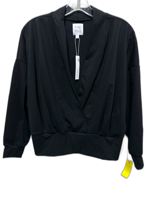 THE KNO Size S Black Nylon Blend Surplice Long Sleeve Jogger Top Black / S