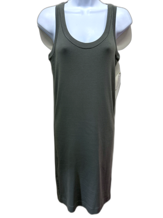 Brunello Cucinelli Size M Gray Green Cotton Blend Sleeveless Beaded Trim Dress Gray Green / M