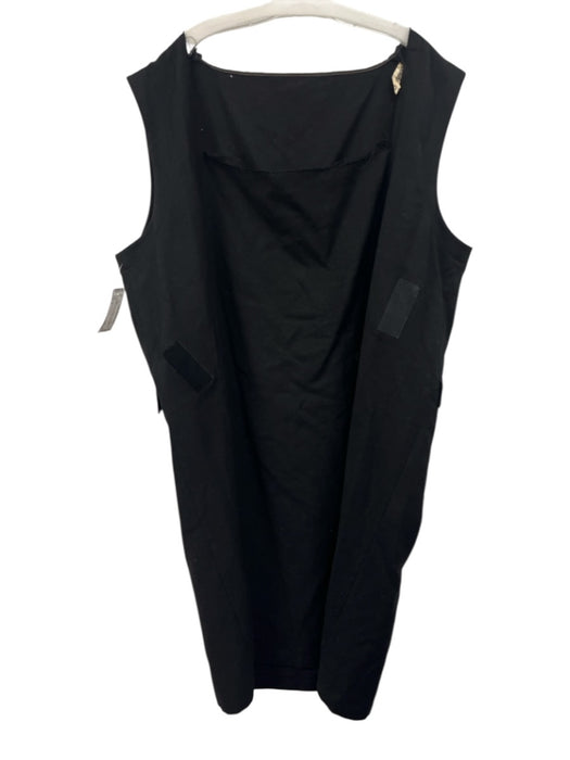 Comme De Garcon Size S Black Wool Sleeveless Raw Edge Flap Pockets Dress Black / S