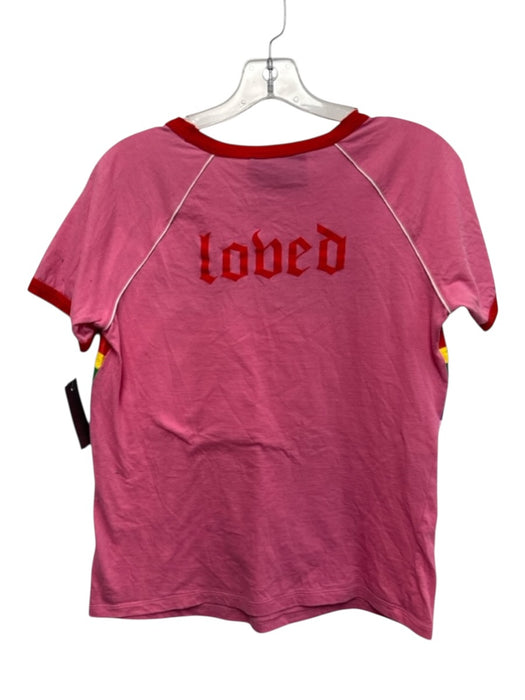 Gucci Size S Pink, Red, Multi Cotton Short Sleeve Rainbow Sequins T Shirt Top Pink, Red, Multi / S