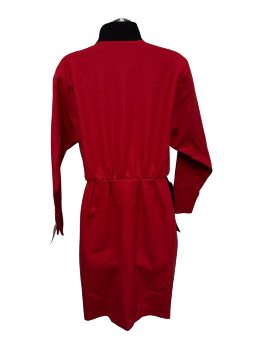 Christian Dior Boutique Size S Red & Black Wool Blend Long Sleeve Buttons Dress Red & Black / S