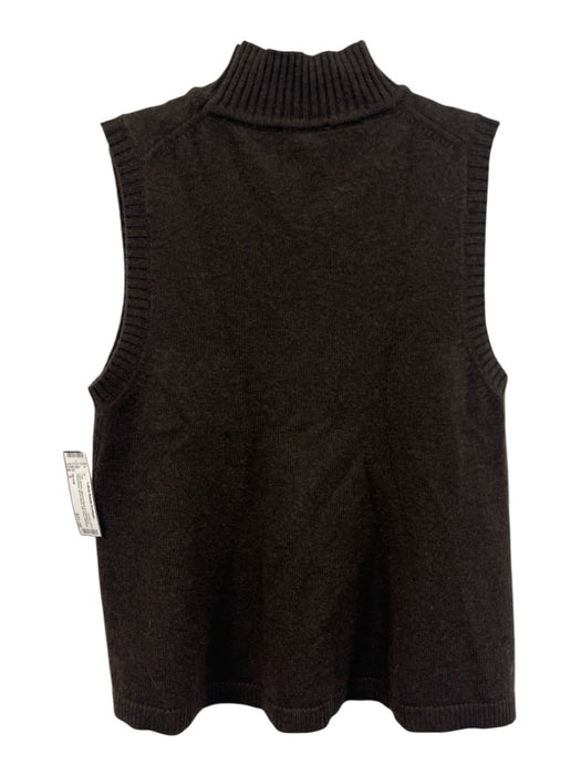 ME+EM Size S Dark Brown Merino Wool & Cashmere Sleeveless Mock Neck Rib Knit Top Dark Brown / S