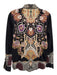 Etro Size 46 Black, Purple, Orange Cotton Long Sleeve Paisley Print Buttons Top Black, Purple, Orange / 46