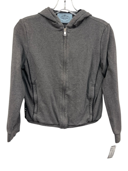 Prada Size XS Gray Cotton & Elastane Hood Heathered Zip Up Jacket Gray / XS