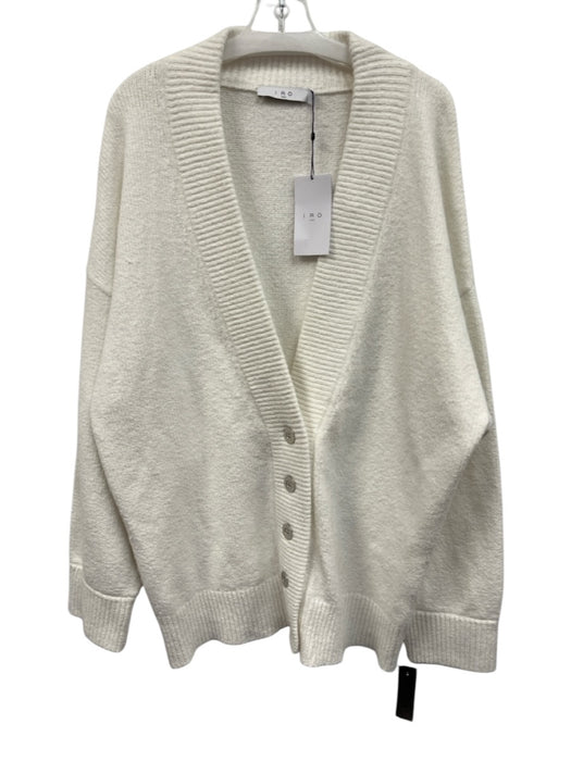 IRO Size M Cream White Cotton & Polyamide Buttons Rib Knit Oversize Cardigan Cream White / M