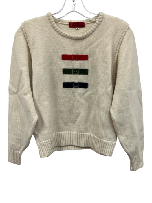 Roberta di Camerino Size 38 Cream & Multi Wool Belts Knit Sweater Cream & Multi / 38