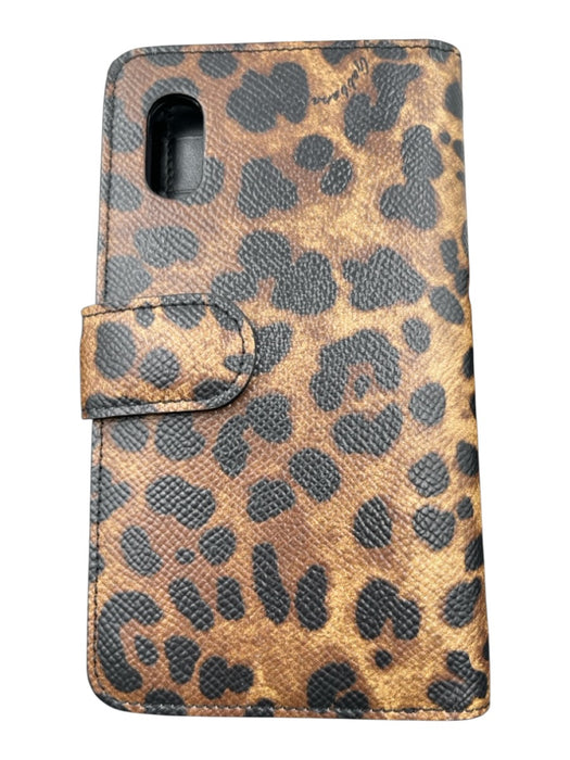 Dolce & Gabbana Brown, Red & Green Leather applique Animal Roses Phone Case Brown, Red & Green