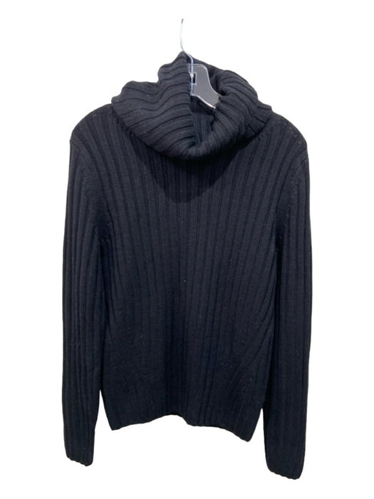 Dries Van Noten Size M Black Wool Knit Ribbed turtle neck Sweater Black / M