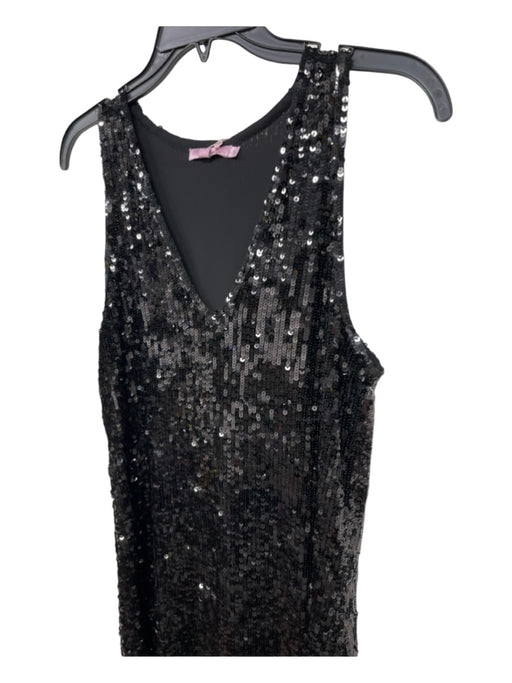 Calypso St. Barth Size Small Black Silk Sleeveless Sequinned V Neck Gown Black / Small