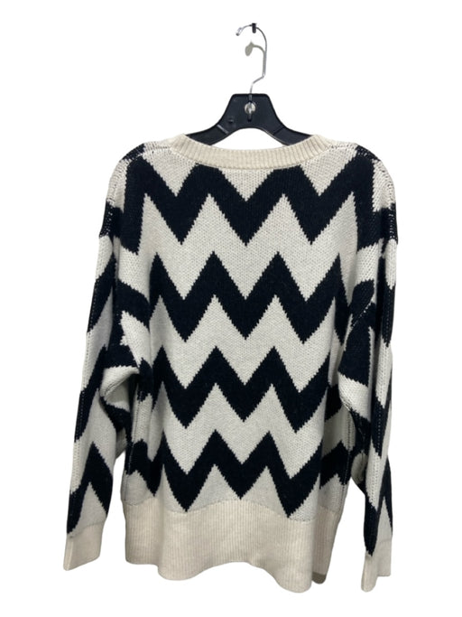 Cynthia Rowley Size Small White & Black Cashmere Blend Long Sleeve Knit Sweater White & Black / Small