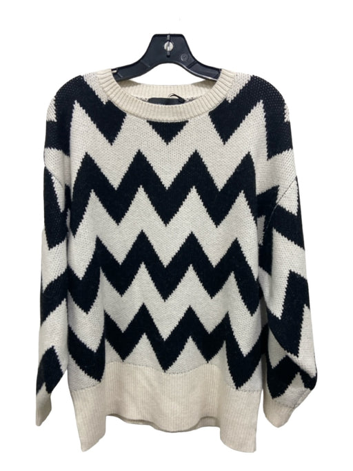 Cynthia Rowley Size Small White & Black Cashmere Blend Long Sleeve Knit Sweater White & Black / Small