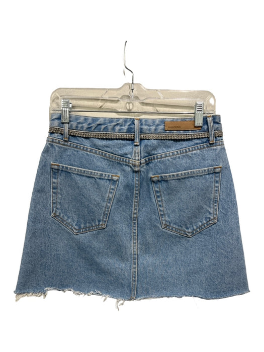 GRLFRND Size 27 Light Wash Cotton Denim Rhinestone Mini Cut Off Skirt Light Wash / 27