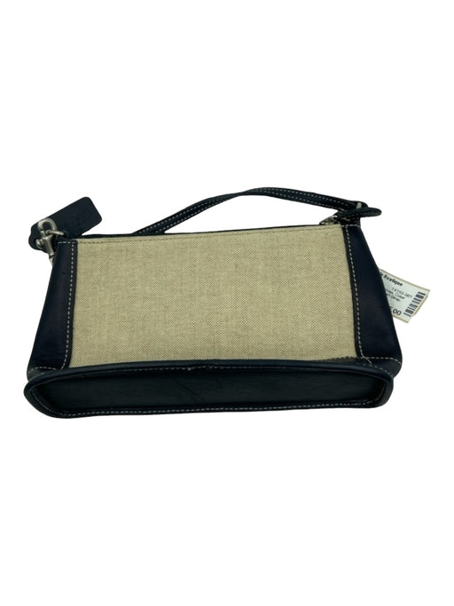 Coach Navy & Beige Leather & Canvas Color Block Zip Top Rectangle Bag Navy & Beige / XS