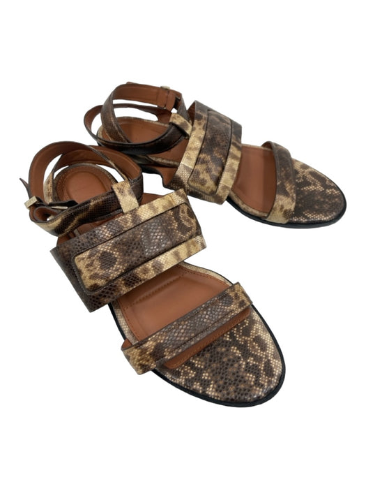 Givenchy Shoe Size 39 Brown Print Leather Lizard Embossed Ankle Buckle Sandals Brown Print / 39