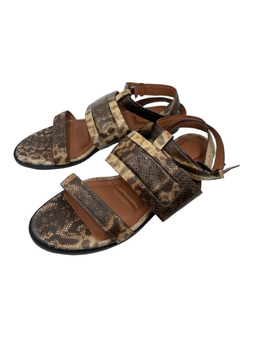 Givenchy Shoe Size 39 Brown Print Leather Lizard Embossed Ankle Buckle Sandals Brown Print / 39