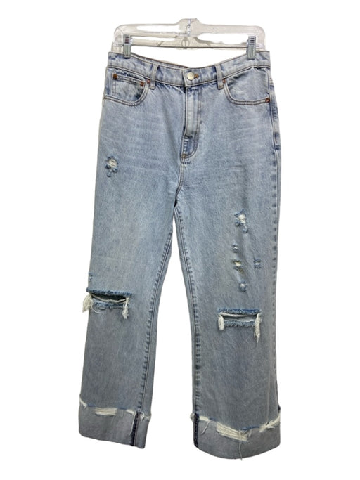 Alice + Olivia Jeans Size 30 Light Wash Cotton Denim Distressed High Rise Jeans Light Wash / 30