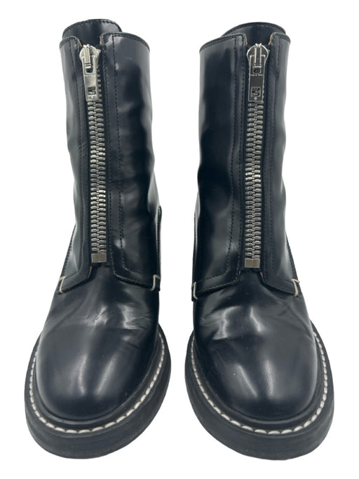 Rag & Bone Shoe Size 39 Black & White Leather Calf High Front Zip Booties Black & White / 39